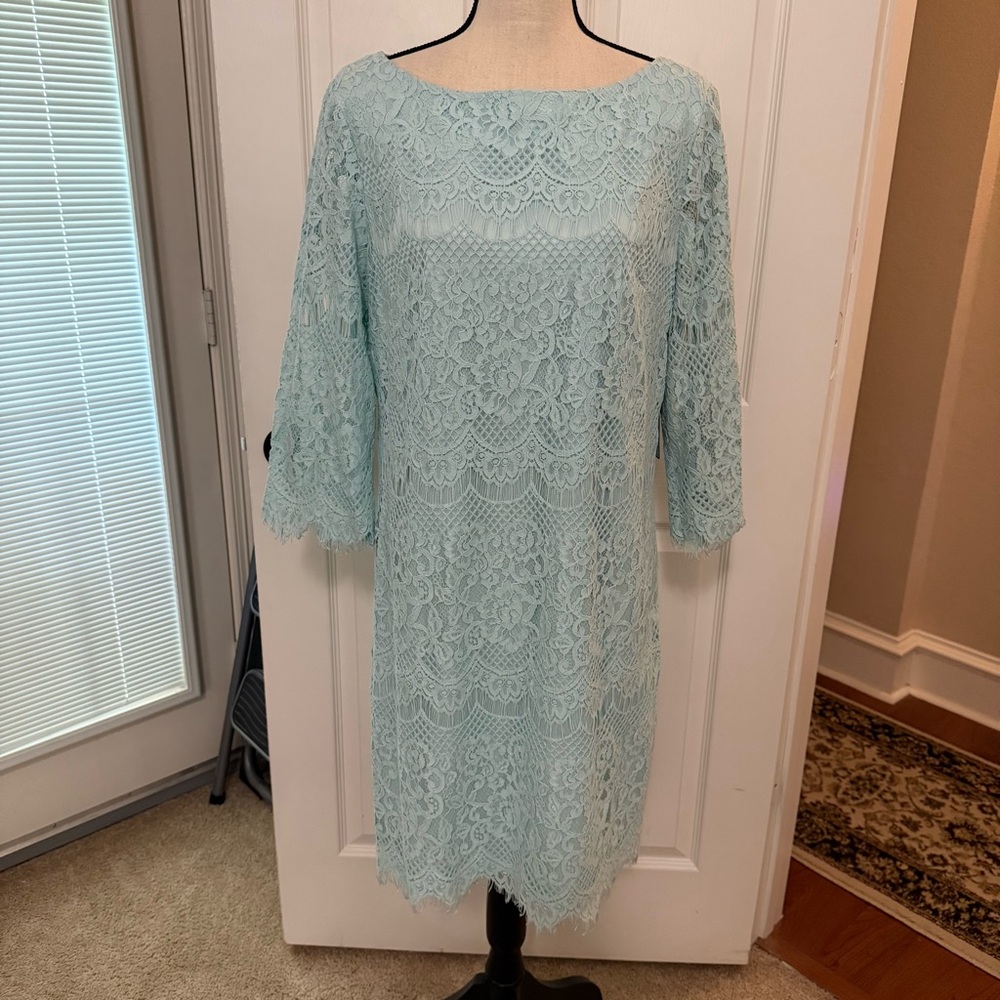 Jessica Howard Green Sheath Dress with Bateau Neckline  Size 16  NWT!